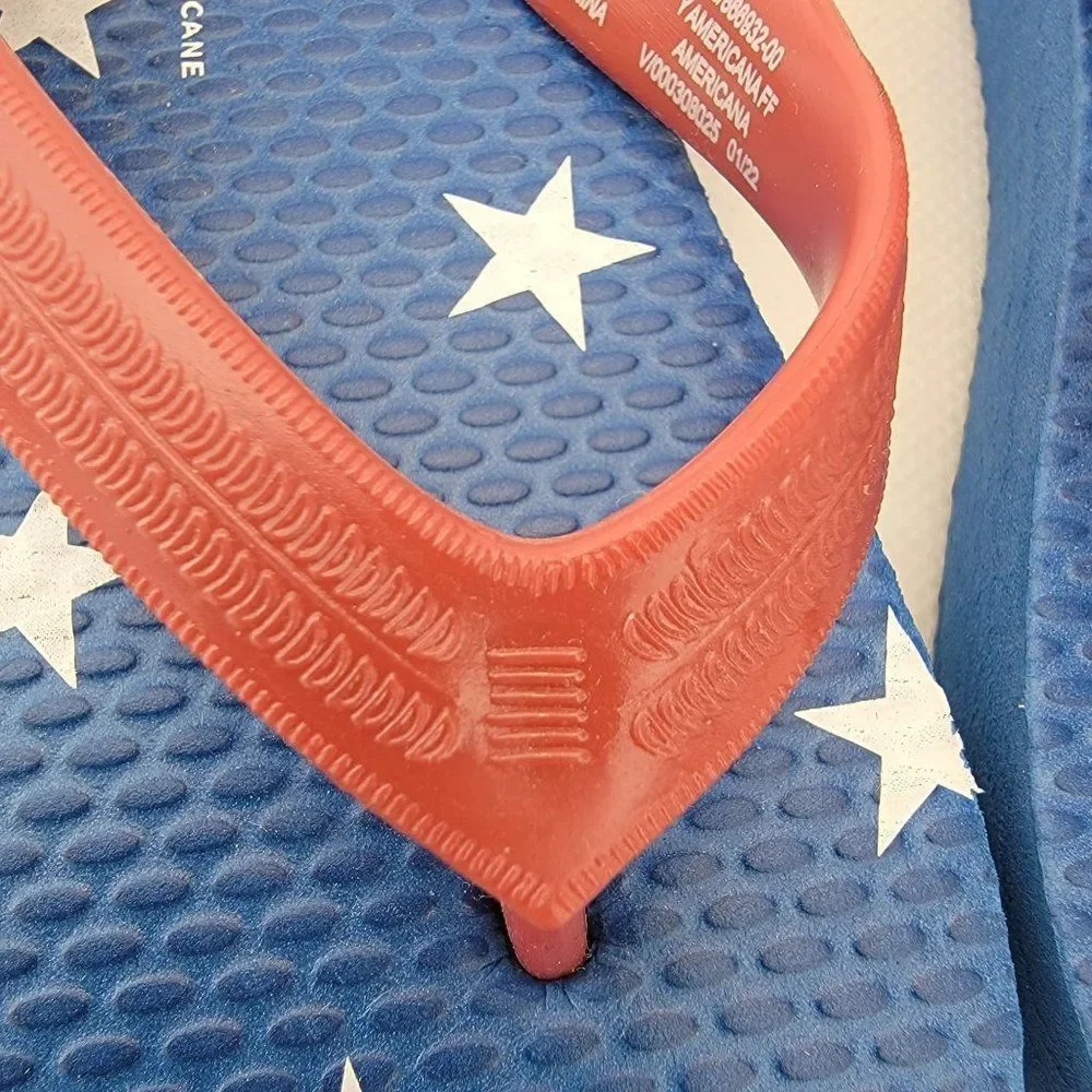 New Americana Sandals Unisex Toddler 7 Flip Flops Red White Blue‎ Stars New
